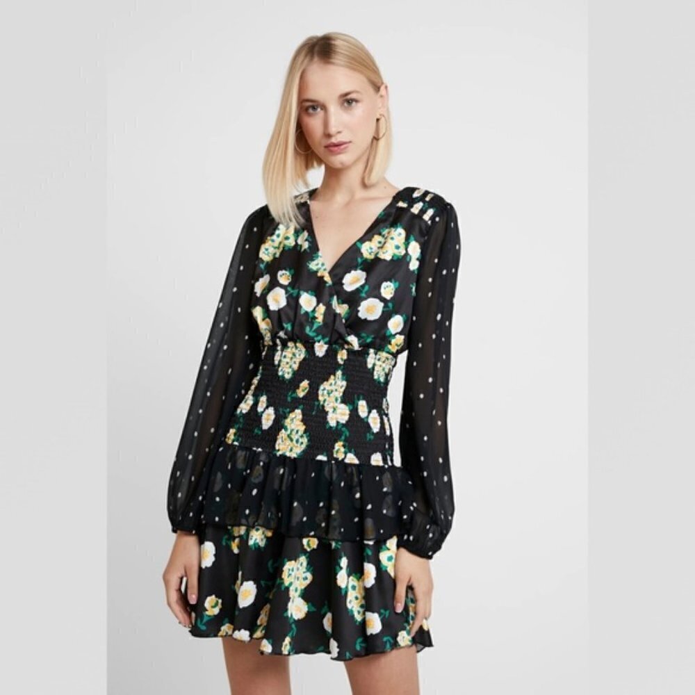 Foxiedox Anemone Smocked Mixed Print Mini Dress